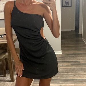 1 Shoulder Grey / green dress with cut out